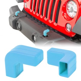 Quadratec Factory Bumper Tow Hook Covers, Set of 2, Blue - Fits Jeep Wrangler JK, JL, Gladiator JT 2007-2023 Front Bumpers - Adds Cushioned Grip to Tow Strap Recovery - UV Resistant Silicone