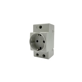 RASMACOR Schuko socket for DIN rail, rail plug, DIN 16 A, 230 V, 2P+E, for DIN rail mounting, built-in socket for distributor, control cabinet