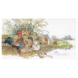 Thea Gouverneur - Kreuzstich-Set - Hühner - Aida - 16 Count - Für Erwachsene - 2038A