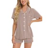 SWOMOG Womens Pajamas Set Button Down Soft Modal Short Sleeve