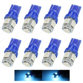 SAWE - 168 194 2825 T10 W5W 5050 5-SMD LED License Plate Dome Map Lights Bulbs (8 pieces) (Ice Blue)