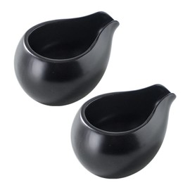 DOITOOL Mini Milk Pot Gravy Pourer Black Porcelain Gravy Boat 2Pcs Matte Ceramic Creamer Cup Gravey Pourer Dish Coffee Milk Creamer Pitcher Mini Sauce Jug Dipping Bowls Gravy Boat Sauce Serving Bowl
