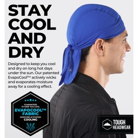 Tough Headwear - Forro para casco de enfriamiento, Do Rag Skull Caps para hombre, gorra de ciclismo - Bandana pirata, Azul, Talla única