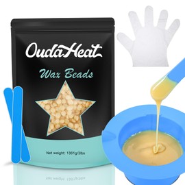 Hard Wax Beads for Hair Removal Sensitive Skin, No Rosin,3lb Brazilian Coarse Waxing for Bikini, Face, Eyebrow, Back, Chest, Legs, Armpit, Waxing Beads for Women Men with Silicone Pot, Cream