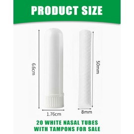 KGDUYC Pack of 20 Smelling Pens for Essential Oils, Good Hygroscopicity Nasal Inhaler Pen, Smelling Sticks with Wick, Refillable Inhaler Stick, White, 66 mm
