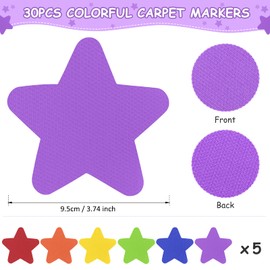 30Pcs Carpet Spot Markers, Windspeed 6 Colors Carpet Markers for Classroom Number Spot Floor Dots (30)