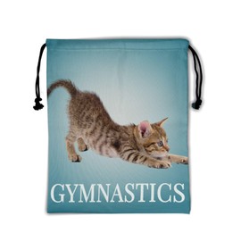 Gymnastics Grip Bag Grip Bags for Gymnasts Gymnastic Bag Drawstring Bag Athlete Gym String Bag, Blue Gymnastics Cat, 9.25" x 12", Classic