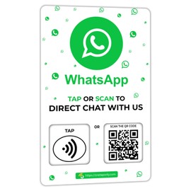 Review Tap Card | Review QR Code | Contactless Review Card | NFC Tap Card | Unlimited Use | Reusable… (1-Whatsapp Card)