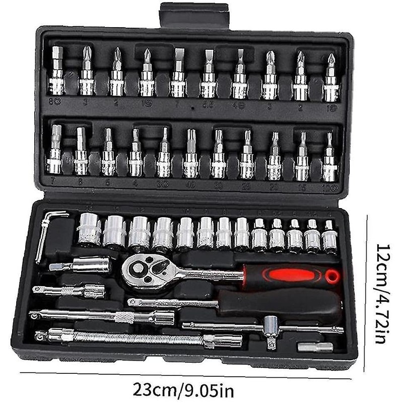 46-Piece Socket Wrench Set - 1/4 inch Drive Socket Ratchet