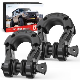 Nilight 2 Pack 3/4" Mega D-Ring Shackle with 7/8" Screw Pin 68,000LBS Break Strength, Heavy Duty Off Road Recovery Shackle for Use with Tow Strap, Winch, Off-Road Jeep Truck Vehicle, 2 Years Warranty