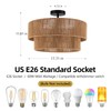 Fenluster Boho Semi Flush Mount Ceiling Light Rattan Ceiling Light