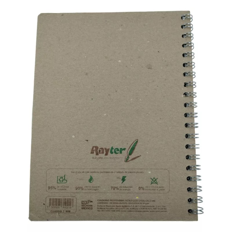 Rayter 25pz Cuaderno Profesional Rayado Doble Arillo Ecologica 100h