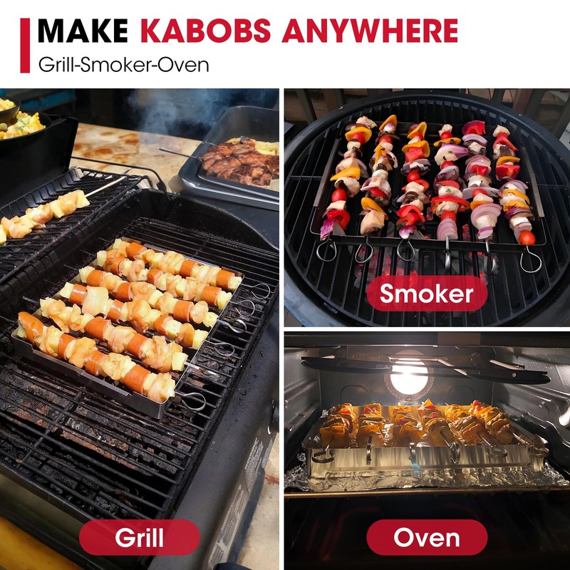 Unicook Upgraded Stainless Steel BBQ Shish Kabob Set, Large Foldable