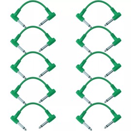 YOVUS 10PACK 6" right angle 1/4 to mono guitar to effect pedal board cable patch cords