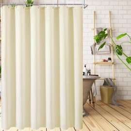 Beige Waffle Weave Shower Curtain HADEEONG 72x72in Cloth Shower Curtain Waffle Textured Fabric Shower Curtain with 12 Plastic Hooks Waterproof Washable for Hotel Spa Bathroom
