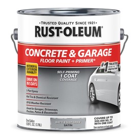 Rust-Oleum 225380 Concrete & Garage Floor Paint and Primer, Gallon, Satin Battleship Gray