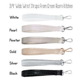 Ivory Pearl Wristlet Strap - Handbag Strap - Vegan Faux Leather - 3/4 x 6 Inch Loop With Swivel Clip - 8 Inch Total Length - Handmade by Green Acorn Kitchen