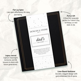 DUNCAN & STONE PAPER CO. 85 Page Dad's Story Book - Linen Bound Journal For Dad - Memory Book For Dad To Fill Out w/Prompts, Family Tree & More for Journaling (Charcoal)