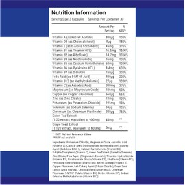 Multivit | 90 Multi Vitamin Capsules for Keto | 20 Essential Vitamins and Minerals with Green Tea Extract and Chromium | Low Carb Keto Support Vitamins | Sugar Free and Zero Carb