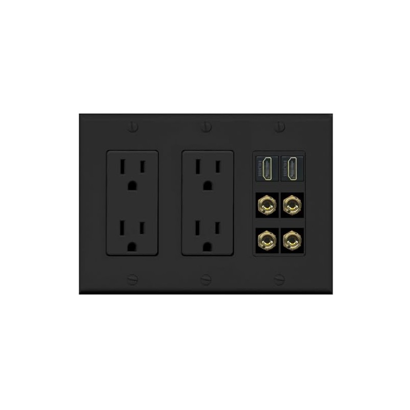 RiteAV 2 Speaker 4 Banana Binding Post Wall Plate with