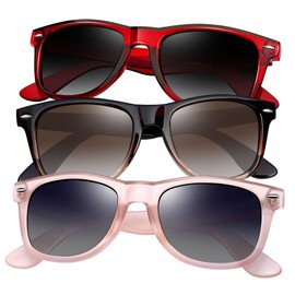 Joopin Trendy Square Sunglasses 3 Pack Oversized Sun Glasses Polarized UV Protection Gradual Shades for Women Men Shady Rays (Brown + Red + Pink)