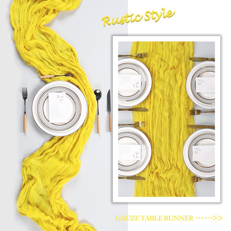 8 Pack Lemon Yellow Cheesecloth Table Runner 10Ft Gauze Cheese