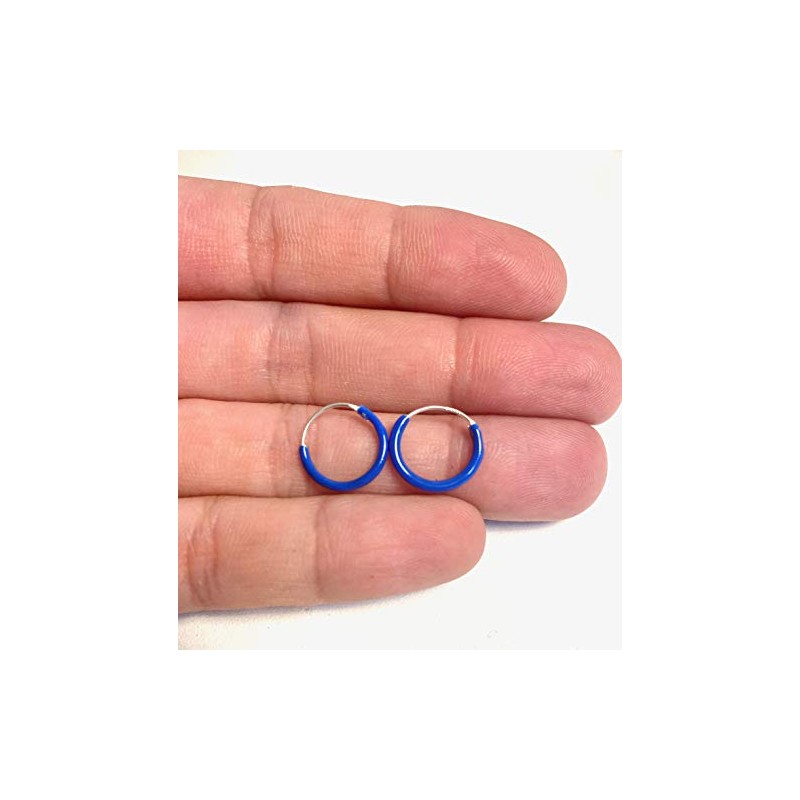 Blue Hoop Earrings 926 Sterling Silver