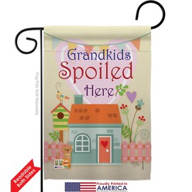 Grandkids Spoiled Here Garden Flag Set Mailbox Hanger Family Grandma Grandpa Grandchildren Parent Sibling Relatives Grandparent Small Gift Yard House Banner Double-Sided Made In USA 13 X 18.5