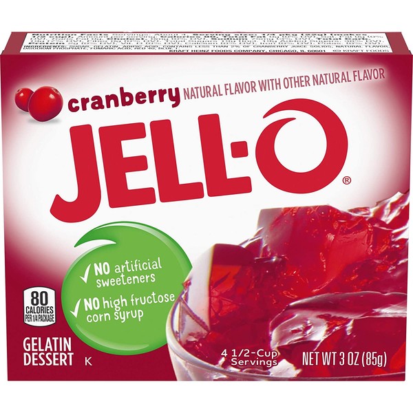 Jell-O Cranberry Gelatin Mix 3 Ounce Box (Pack of 6)