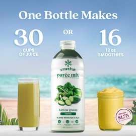 Smartfruit Harvest Greens + Detox – 100% Real Fruit Purée with Kiwi, Cucumber, Kale, Spinach, Lemongrass, Apple & Banana – Great for Smoothies, Juice, Yogurt, Cocktails, Teas & More – 2-Pk, 48oz Each
