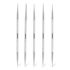 CYSFETENA 5Pcs Stainless Steel Dotting Pen, Nail Salon Nail Dotting Tool, Dual Tip Dot Painting Tools for Stippling, Tracing, Transfer Stamping, Embossing and Painting