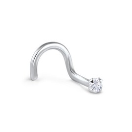 Titanium Lbend Nose Ring 3mm Round Stone Clear 20G