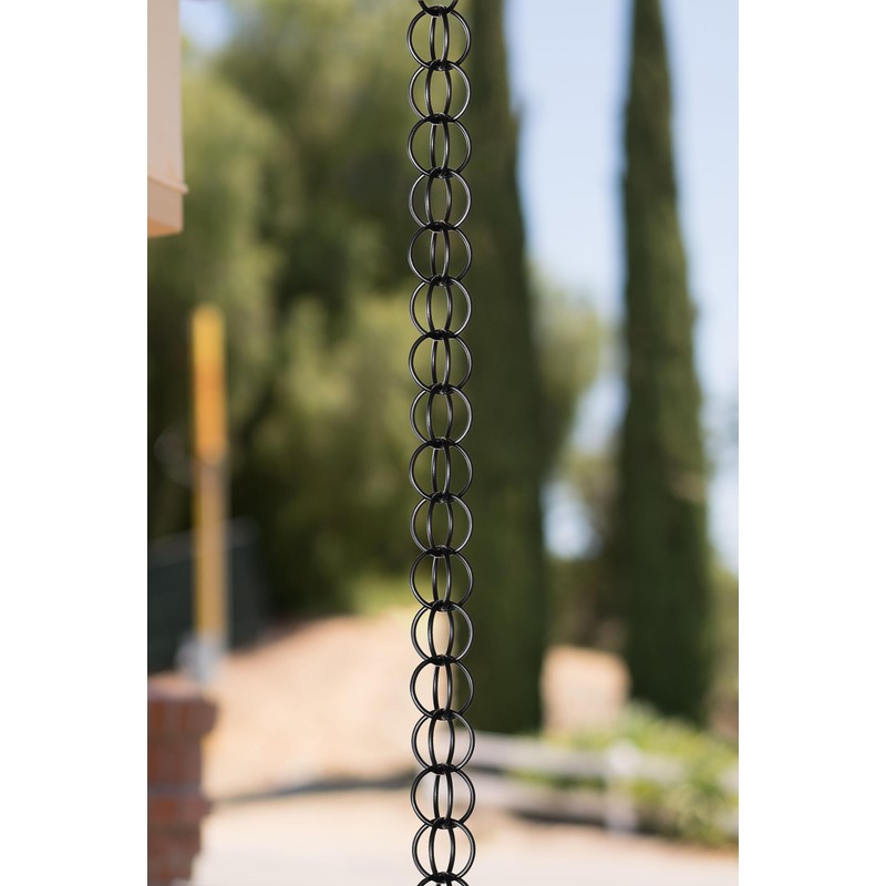 Monarch Rain Chains Aluminum Ring Rain Chain, 8.5 ft Black