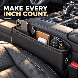 Car Seat Gap Organizer for Everyday Essentials – PU Leather Side Storage Pocket for a Neater Car Interior