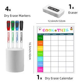 DumanAsen Meal Planner, Weekly Planner, Magnetic Dry Erase Planner for Fridge, 16" x 12", Includes 4 Dry Erase Colorful Markers