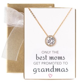 AMY O Solitaire - Collar con Colgante de Disco de Plata para Mujer, Regalo para mamá, tía, Abuela