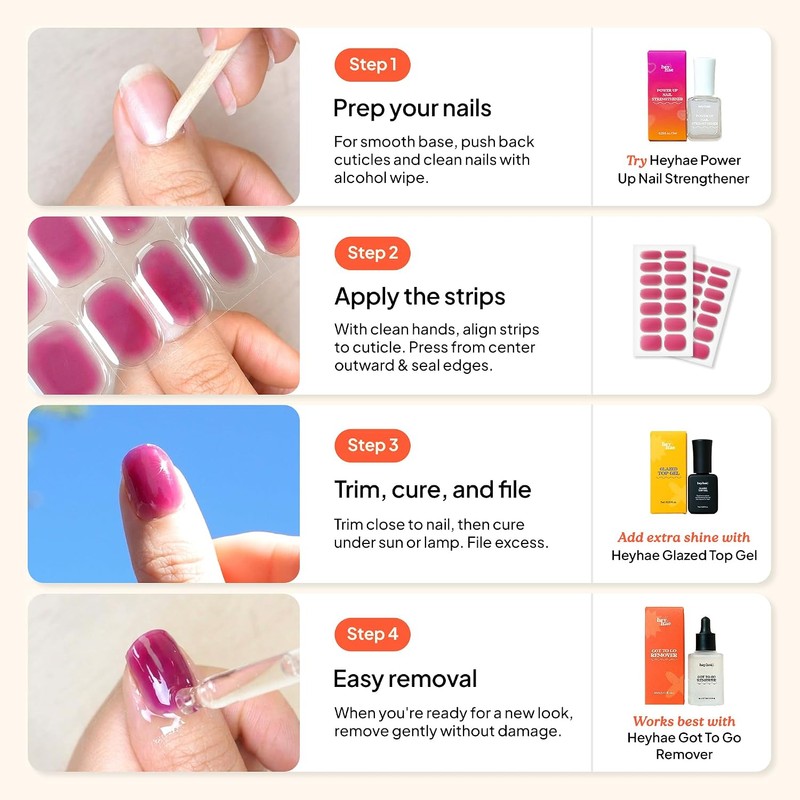 Heyhae Tiras de Gel Semicurado para Uñas - Hey, You're