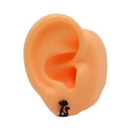 ICYROSE Stainless Steel Black Cat w/ Crystal Stud Earrings 28780 (Nickel Free)