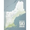 New England Ski Resorts Map 18x24 Poster (White & Light