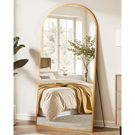 Suidia Full Length Mirror, 58"x18" Floor Standing Mirror Freestanding, Full Body Mirrors with Stand for Bedroom, Hanging Mounted for Living Room Cloakroom, Gold, Arched Style