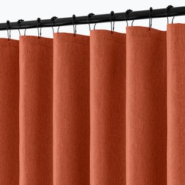 ANRODUO Fall Burnt Orange Extra Long Linen Shower Curtain, 84 Inch Fabric Shower Curtain with 12 Metal Hooks, Waterproof & Heavy Duty Polyester, Button Hole Design, 72x84 Machine Washable for Bathroom