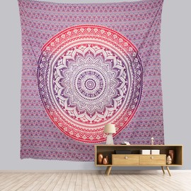 BANISEL Mandala Wandteppich, groß, Blau, Wandbehang, Strandtuch, Picknickdecke, Heimdekoration, 220 x 200 cm (LILA)