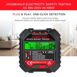 Frogetu Socket Tester with RCD Test, Socket Tester with Indicator Light Display, 6 Types of Fault Diagnosis, Voltage Tester, CAT ll 300 V