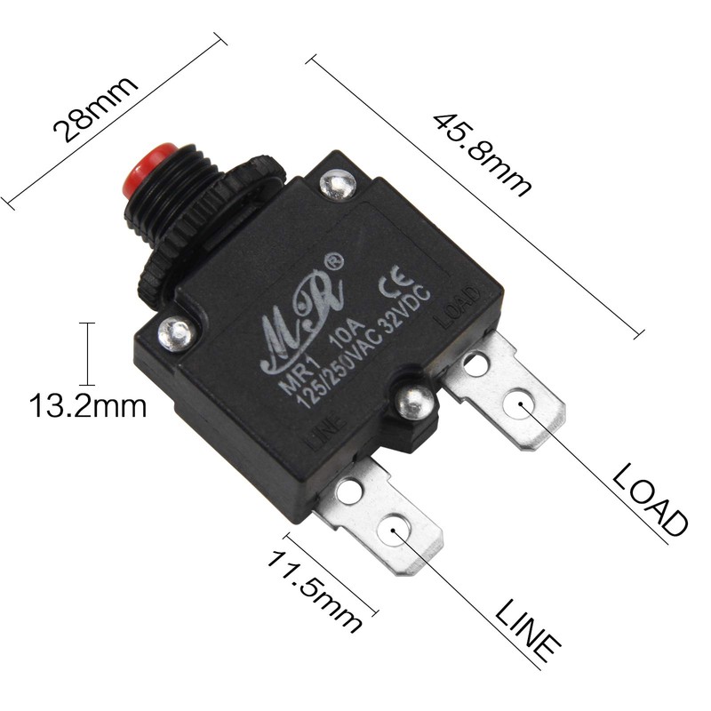 RKURCK 10 Amps Thermal Circuit Breakers 125/250V AC 32V DC