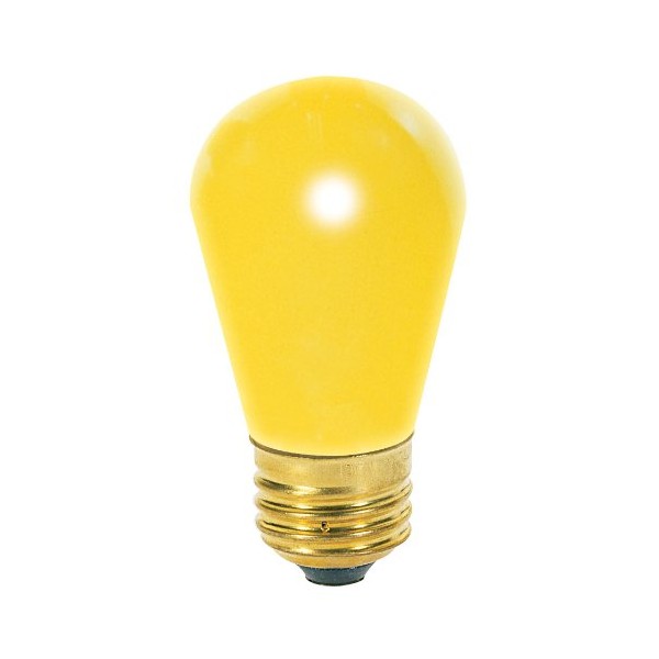 Satco S3960 11 Watt S14 Incandescent 130 Volt Medium Base Light Bulb Ceramic Yellow, 4 Pack