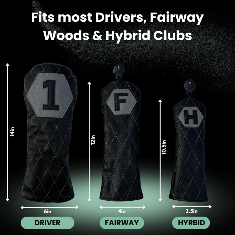 Golf Head Covers – Driver, Fairway Wood, Hybrid. Protective &
