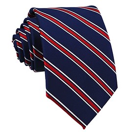 Ctskyte Men's Plaid Check Stripe Ties Pattern Business Formal Designer Neckties, Navy Blue Red, One Size