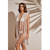 Bohemian White Crochet Fringe Shawl - Lightweight Beach Cover Up,