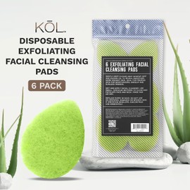 KOL Face Scrubber Aloe Infused Exfoliation Facial Cleansing Pad Disposable Sponge for Daily Cleaning and Makeup Removal 6 Count Scent / KOL 페이스 스크러버 알로에 인퓨즈드 각질 제거 페이셜 클렌징 패드 데일리 클리닝 및 메이크업 제거를 위한 일회용 스펀지 6가지 카운트 Scent