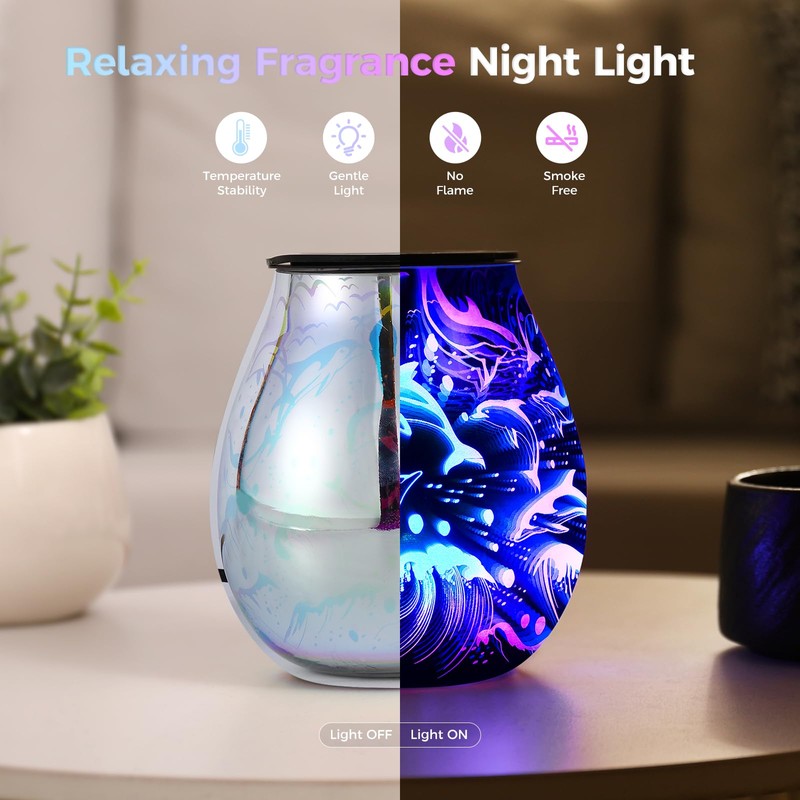 Glass Electric Wax Melt Warmer Oil Burner with Stable Heating